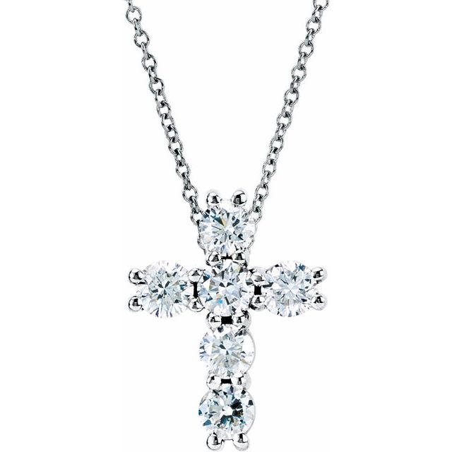 14K White 1/2 CTW Natural Diamond Cross 18" Necklace