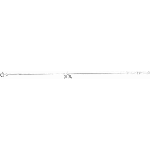 14K White .03 CTW Natural Diamond Cross 6 1/2-7 1/2" Bracelet