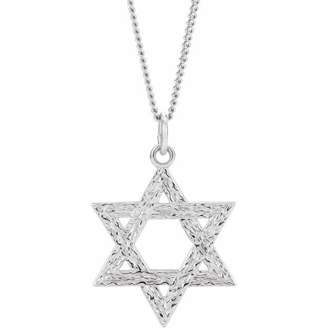 Sterling Silver  25.2x22.7 mm Star of David 18" Necklace