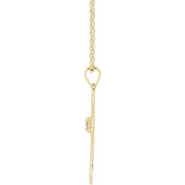 14K Yellow .06 CT Natural Diamond Cross 18" Necklace