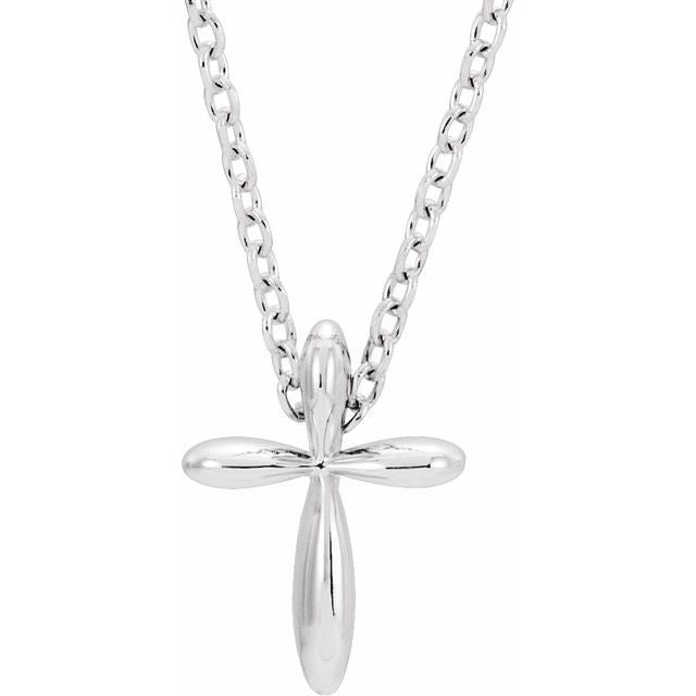 Sterling Silver 10x7.72 mm Cross 16-18" Necklace