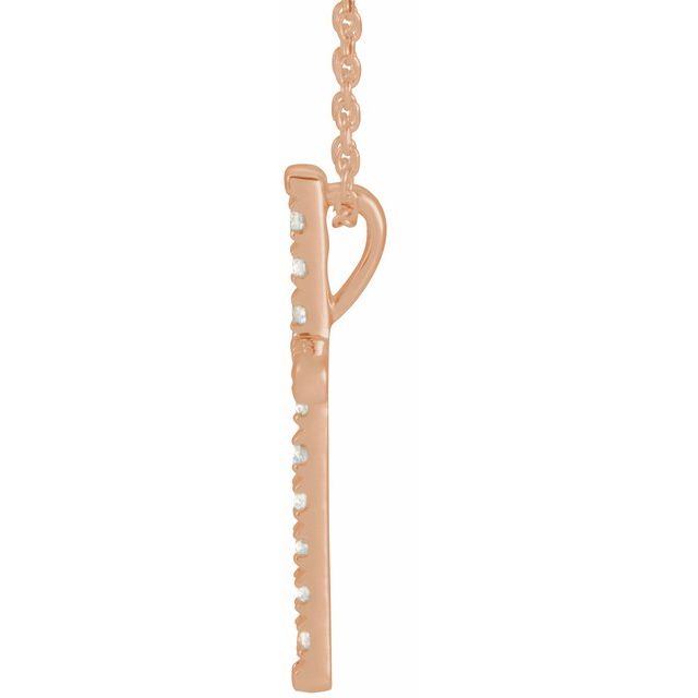 14K Rose 1/2 CTW Natural Diamond French-Set Cross 16-18" Necklace