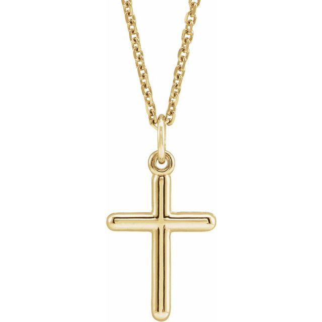 14K Yellow Cross 18" Necklace
