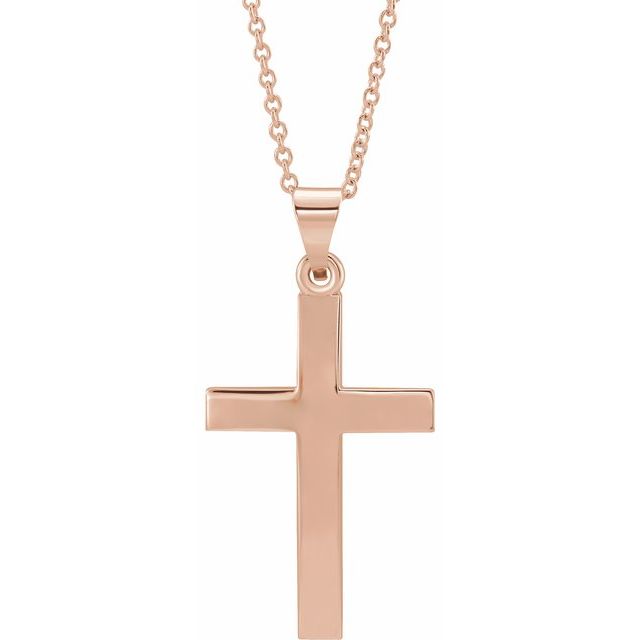 14K Rose Cross 18" Necklace