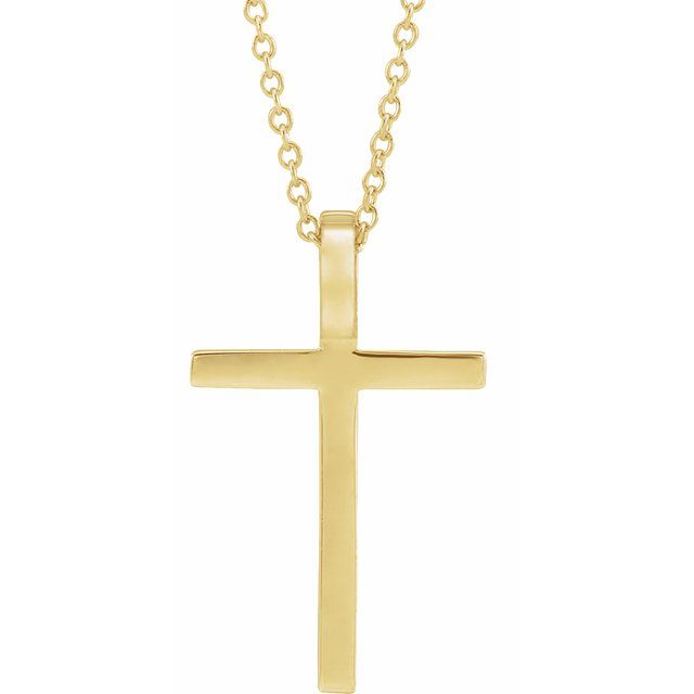 14K Yellow 21.7x13.5 mm Cross 18" Necklace