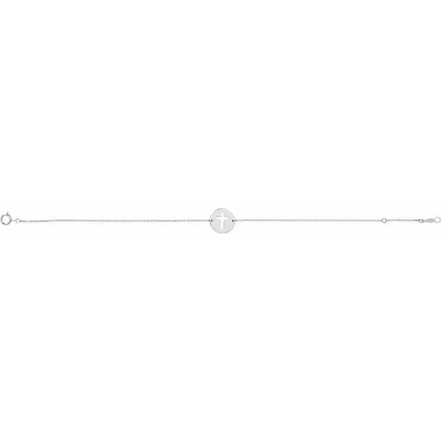Sterling Silver Pierced Cross Disc 7-8" Bracelet