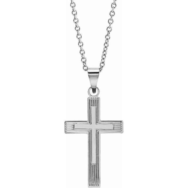 14K White Cross 18" Necklace