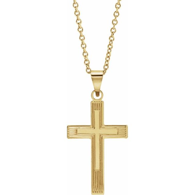 14K Yellow Cross 18" Necklace