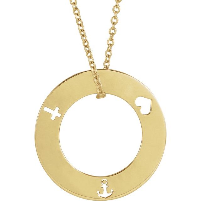 14K Yellow Engravable Pierced Loop 16-18" Necklace