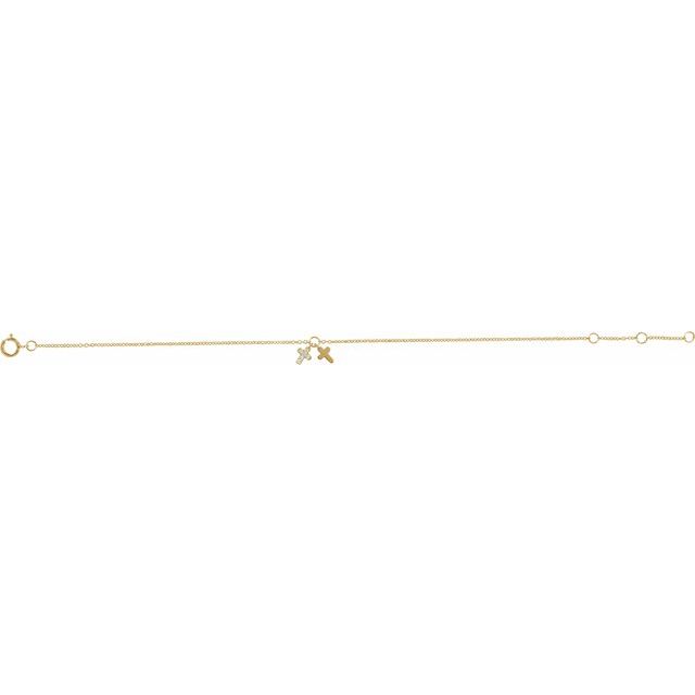 14K Yellow .03 CTW Natural Diamond Cross 6 1/2-7 1/2" Bracelet
