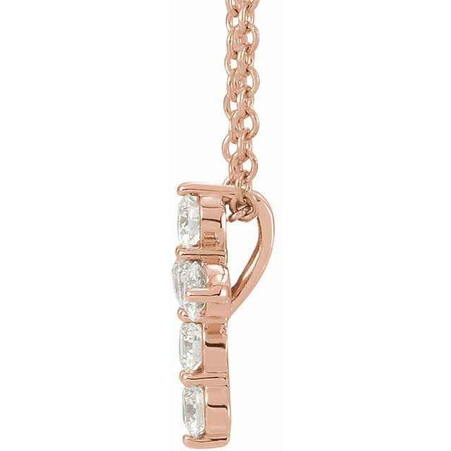 14K Rose 1/4 CTW Natural Diamond Cross 16-18" Necklace