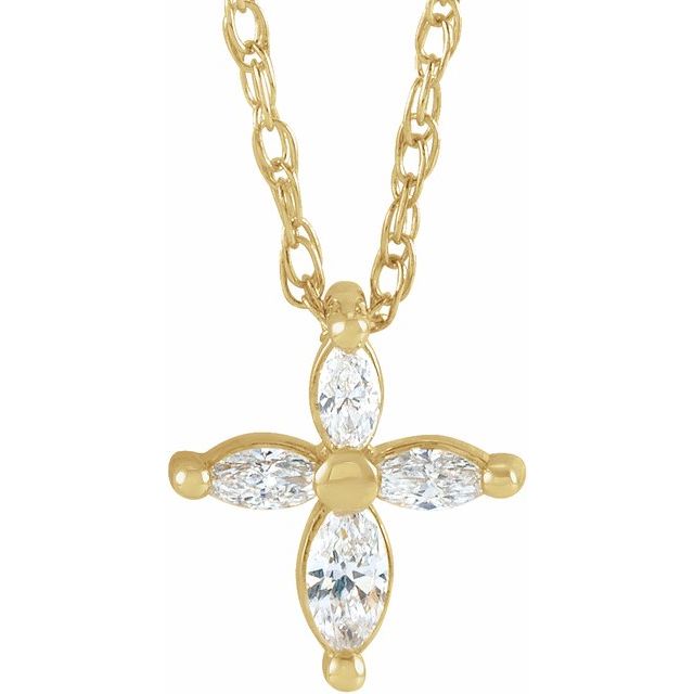 14K Yellow 1/6 CTW Natural Diamond Cross 18" Necklace