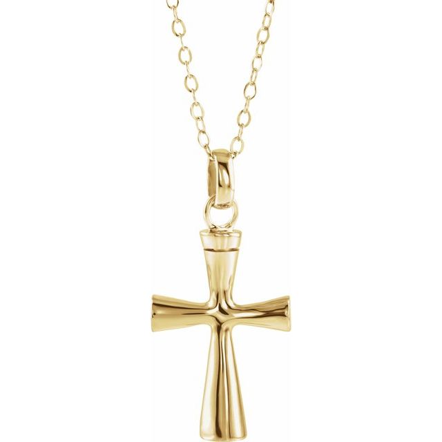 10K Yellow Cross Ash Holder Pendant