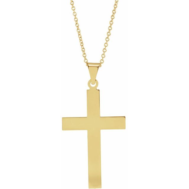 14K Yellow 28 x 18 mm Cross 18" Necklace