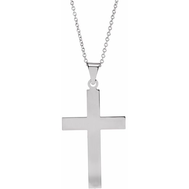 Sterling Silver 28 x 18 mm Cross 18" Necklace