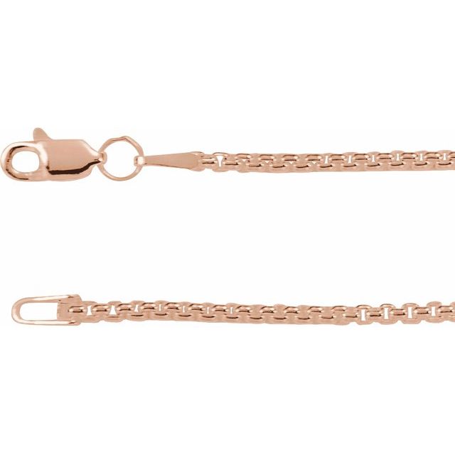14K Rose 1.8 mm Rounded Box 18" Chain