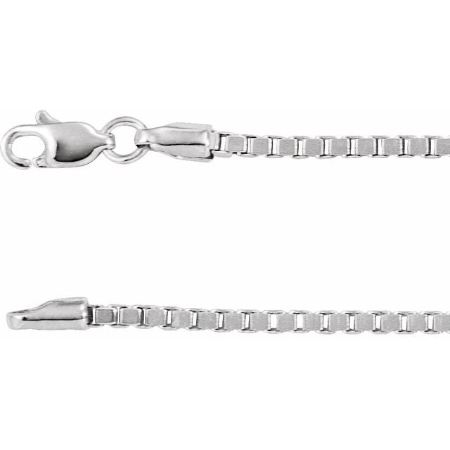 14K White 1.82 mm Box 24" Chain