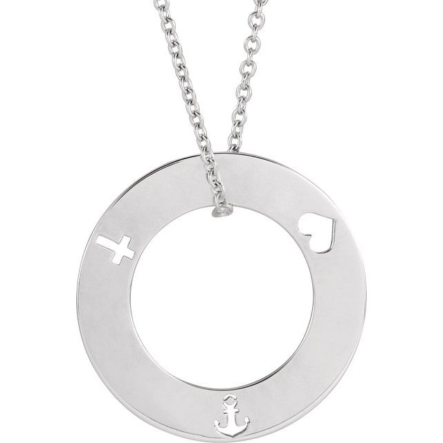Sterling Silver Engravable Pierced Loop 16-18" Necklace