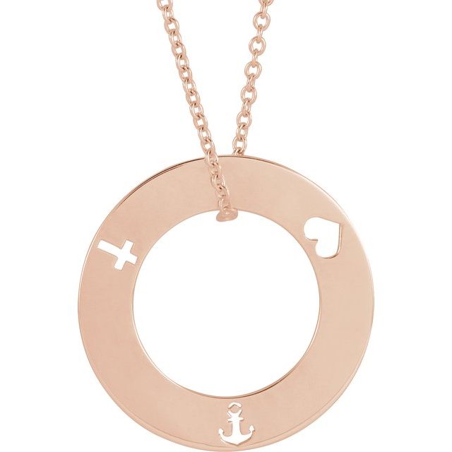 14K Rose Engravable Pierced Loop 16-18" Necklace