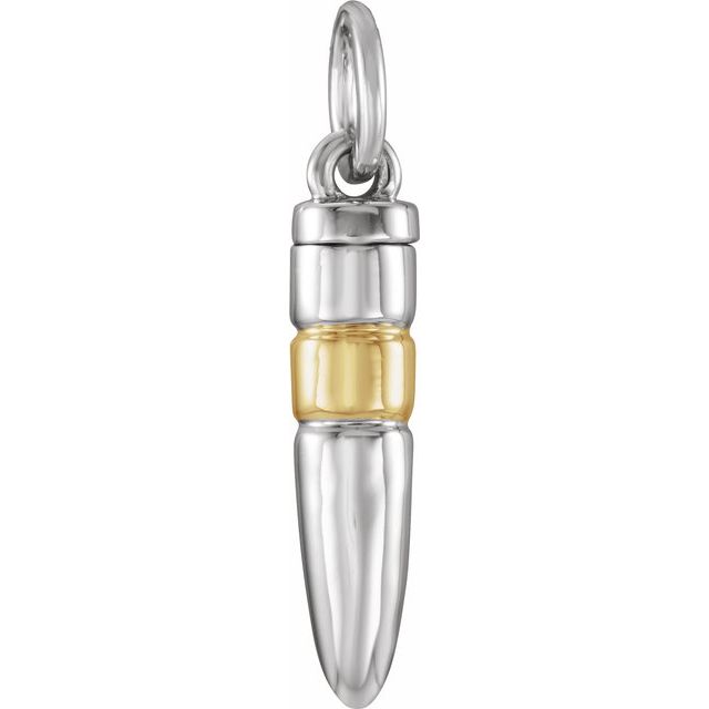 10K White/Yellow 34.5x6.25 mm Bullet Ash Holder Pendant