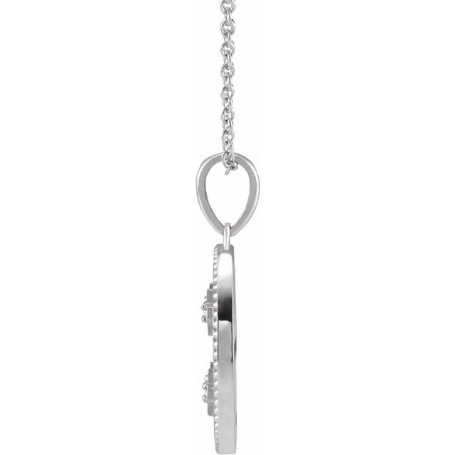Sterling Silver .025 CTW Natural Diamond Jerusalem Cross 16-18" Necklace