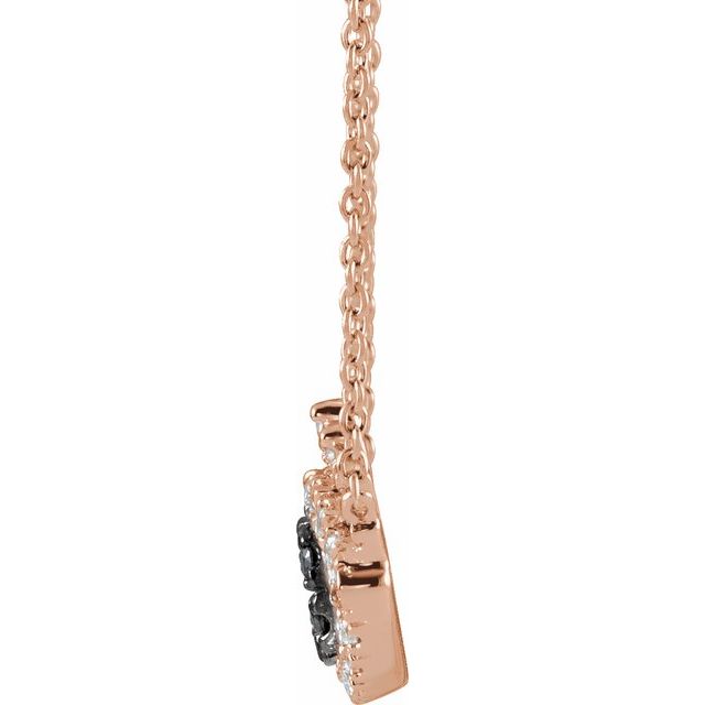14K Rose 1/8 CTW Natural Black & White Diamond Evil Eye 18" Necklace