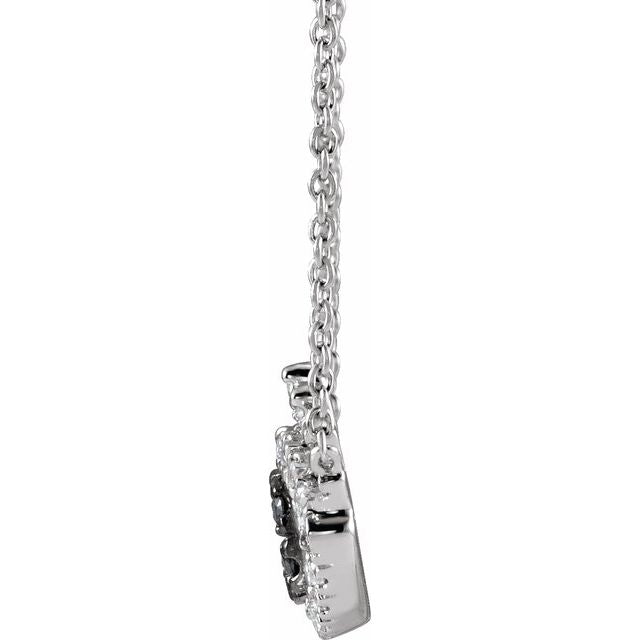 14K White 1/8 CTW Natural Black & White  Diamond Evil Eye 18" Necklace