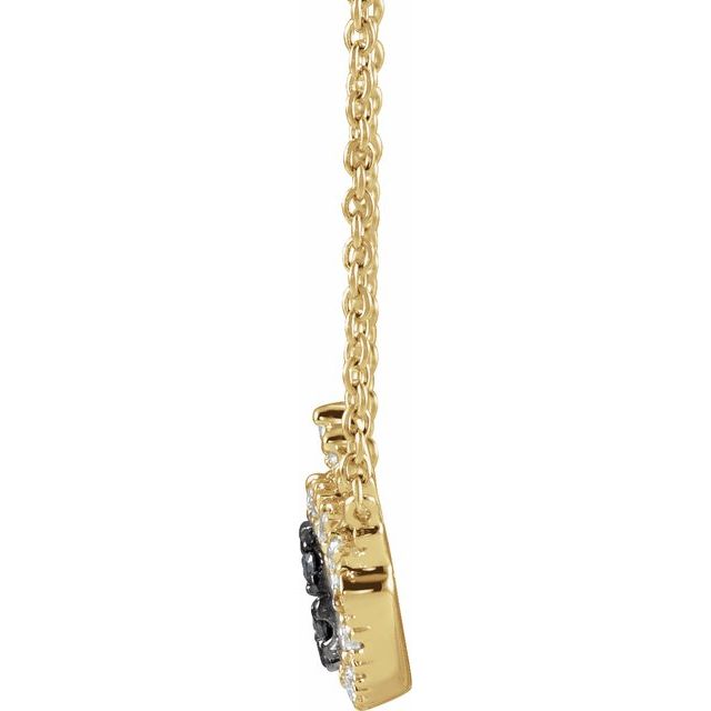 14K Yellow 1/8 CTW Natural Black & White  Diamond Evil Eye 18" Necklace