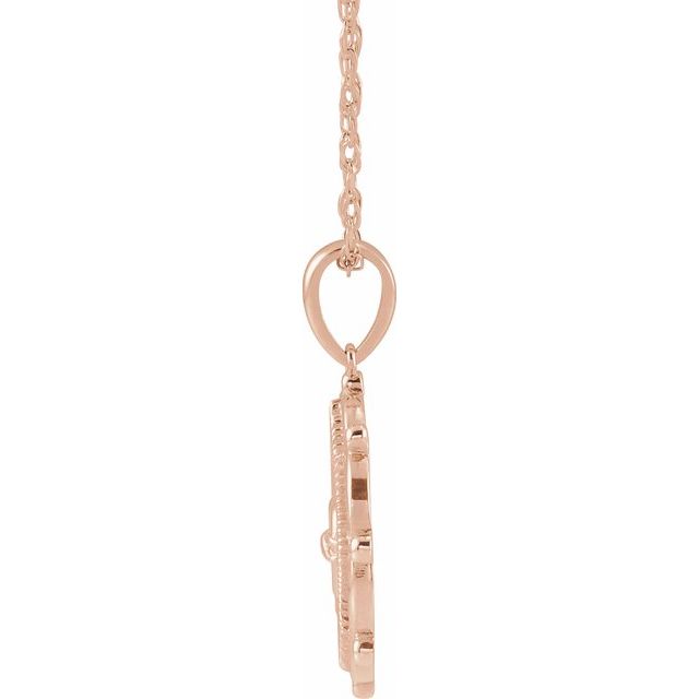 14K Rose Sacred Heart 18" Necklace