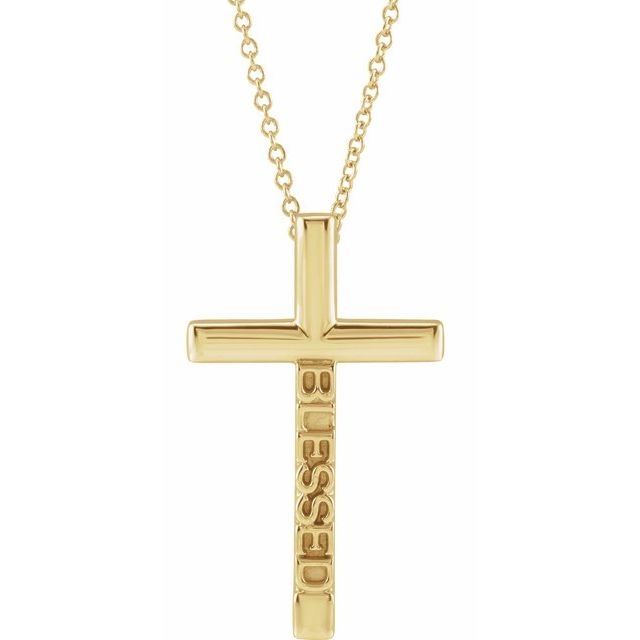 14K Yellow Blessed Cross 16-18" Necklace