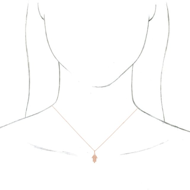 14K Rose Hamsa 16-18" Necklace