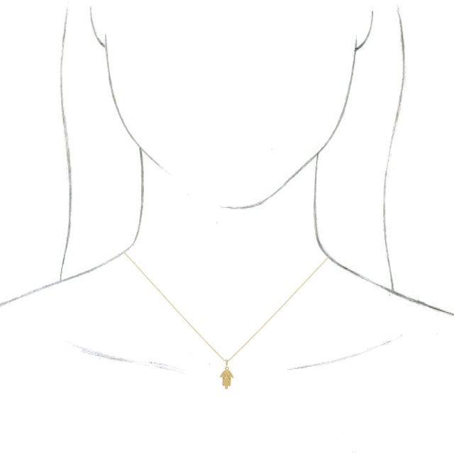 14K Yellow Hamsa 16-18" Necklace