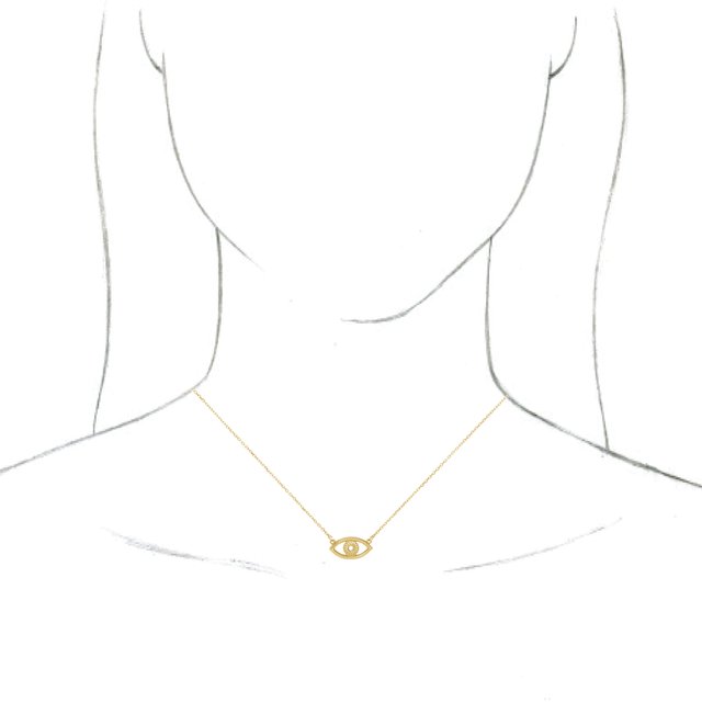 14K Yellow Evil Eye 16" Necklace