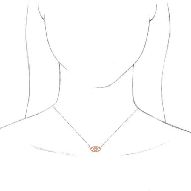 14K Rose Evil Eye 16" Necklace