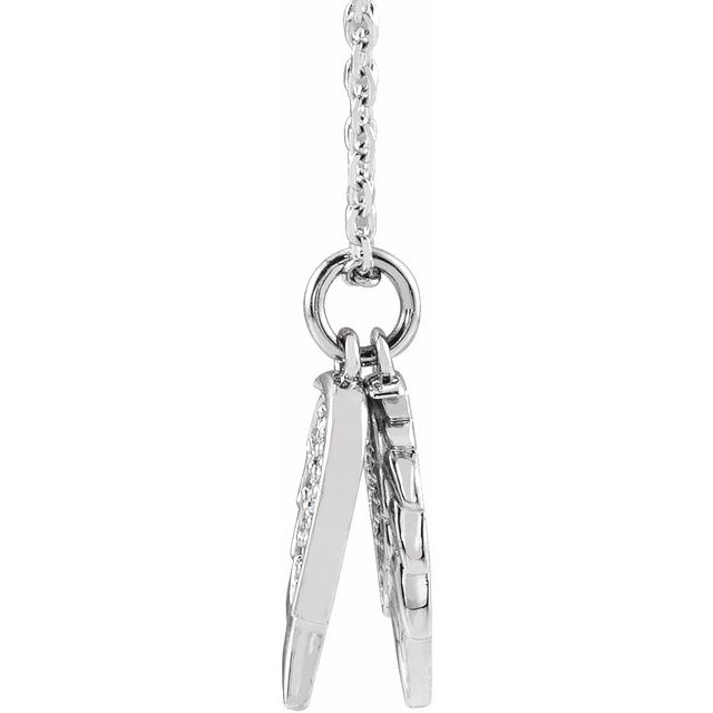 Sterling Silver .03 CTW Natural Diamond Angel Wings 16-18" Necklace