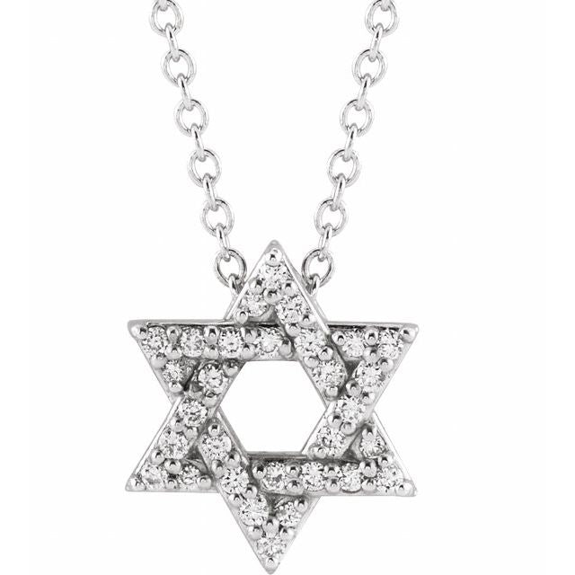 Platinum 1/10 CTW Natural Diamond Star of David 16-18" Necklace