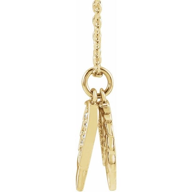 14K Yellow .03 CTW Natural Diamond Angel Wings 16-18" Necklace