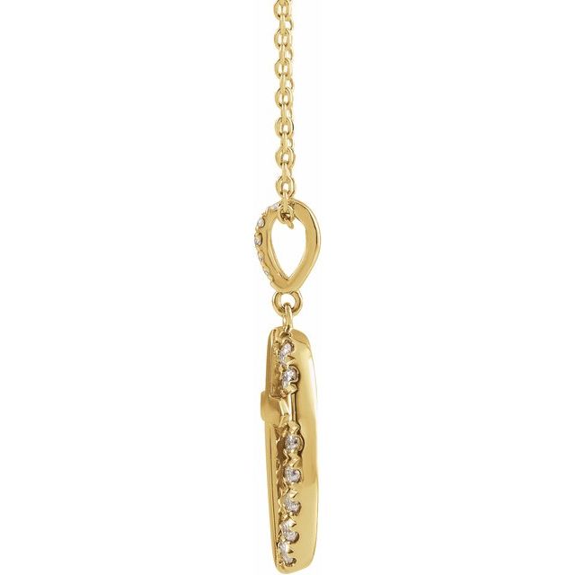 14K Yellow 1/5 CTW Natural Diamond Halo-Style Cross 16-18" Necklace