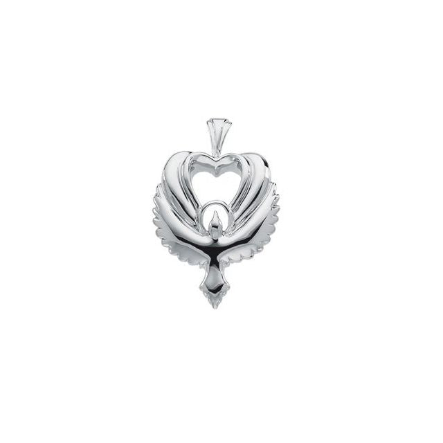 14K White 30x20 mm Holy Spirit Dove Pendant