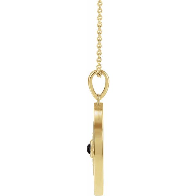 14K Yellow Natural Black Onyx & 1/6 CTW Natural Diamond Evil Eye 16-18" Necklace