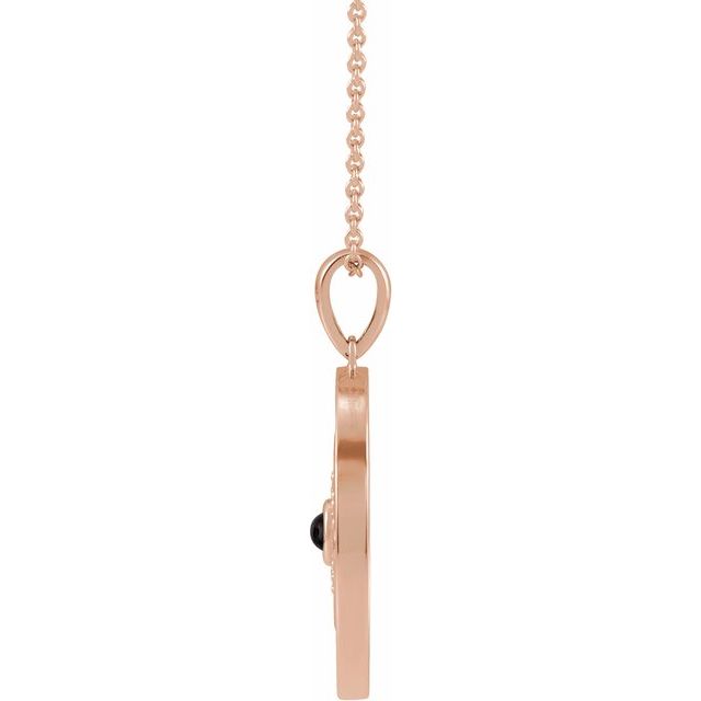 14K Rose Natural Black Onyx & 1/6 CTW Natural Diamond Evil Eye 16-18" Necklace
