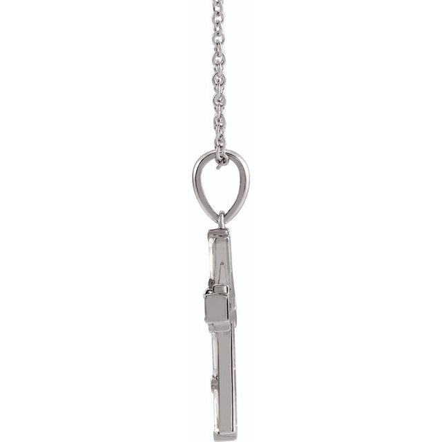 Platinum 3/8 CTW Natural Diamond Baguette Cross 16-18" Necklace