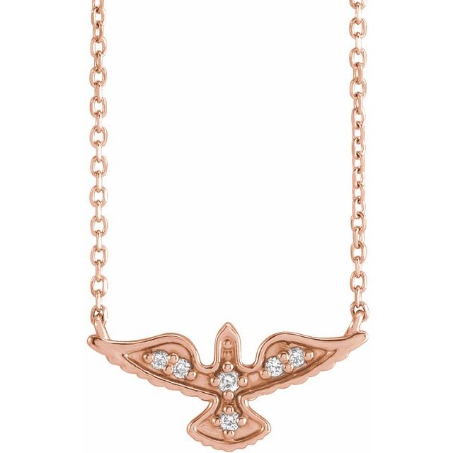 14K Rose .05 CTW Natural Diamond Petite Holy Spirit 18" Necklace