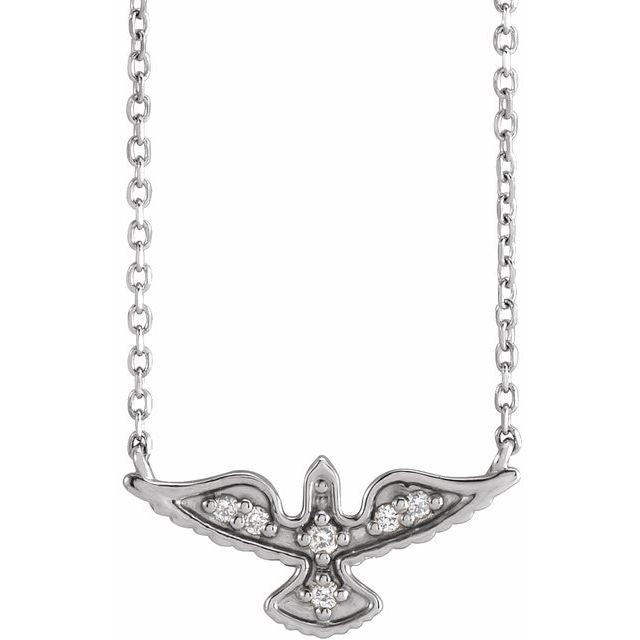 Platinum .05 CTW Natural Diamond Petite Holy Spirit 16" Necklace