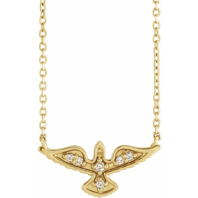 14K Yellow .05 CTW Natural Diamond Petite Holy Spirit 16" Necklace