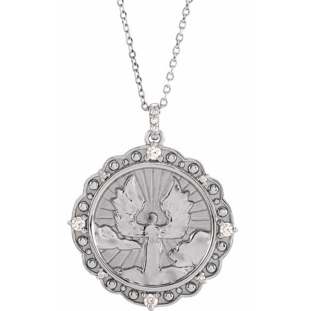 Platinum 1/6 CTW Natural Diamond Guardian Angel 16-18" Necklace