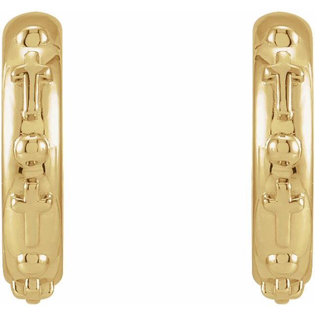 14K Yellow Rosary Hoop Earrings