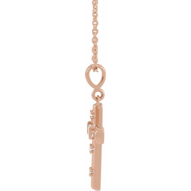 14K Rose 1/8 CTW Natural Diamond Cross 18" Necklace