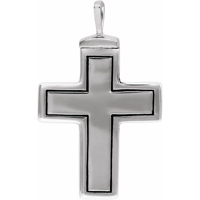 10K White 26x16.5 mm Cross Ash Holder Pendant