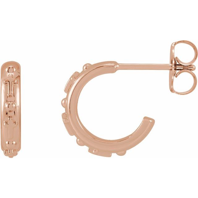 14K Rose Rosary Hoop Earrings